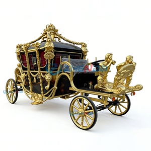 Calèche royale dorée à 4 roues, véhicule électrique de tourisme, chariot de mariage, manège de parc d'attractions, calèche de mariage - Product Image 3