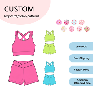 Fabricant professionnel d'ensembles d'entraînement pour filles, ensemble de vêtements de sport pour enfants avec logo personnalisé, débardeur et short anti-transpiration, faible MOQ - Product Image 1