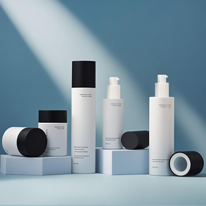 Contenitore di vetro di fabbricazione cinese 120ml 100ml <span class=keywords><strong>50ml</strong></span> 30g 20g Set di bottiglie di vetro cosmetico in bianco e nero con pompa - Product Image 1