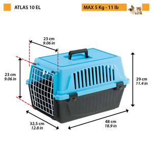 Cage de transport pour chien approuvée par les compagnies aériennes, en plastique, avec poignée, sac de transport et cage de voyage avec porte métallique - Product Image 2