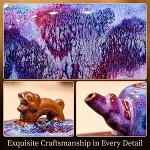 กาน้ำชาเคลือบสีแบบเปลี่ยนสีได้ สไตล์จีนโบราณ ความจุ 240 มล. ชุดกาแฟและชา ของขวัญสุดสร้างสรรค์ สีแดงจีน - Product Image 4