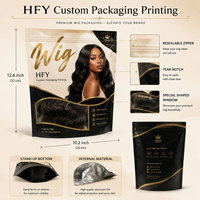 Sacs pour extensions de cheveux, sacs pour perruques, impression personnalisée du logo de votre marque, fenêtre transparente, fermeture éclair, pochettes verticales