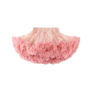 Pink Cute Children's Skirts Girls Mini Tulle Skirt Toddler Birthday Tutu Dress For Kids Baby Girl With Floral Peplum