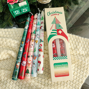 Wholesales 10 Inches Long Christmas Green <b>Red</b> Printed <b>Candle</b> for Festival Party, <b>Candle</b> Sticks Christmas Decorated <b>Candles</b> - Product Image 4