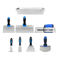 Kit d'outils à main pour cloisons sèches, ensemble de couteaux à mastic avec spatule en aluminium, bac à mastic, truelle de finition plate, grattoir multifonctionnel