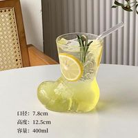 Gobelet en verre en forme de botte de 400 ml avec paille pour usage extérieur – Outils pour café et thé