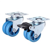 Serene Beauty Roulettes pivotantes à double rangée bleues PA/TPE de 15 pouces/2 pouces avec frein et protections filetées pour réfrigérateurs, étagères, plateaux et machines à laver