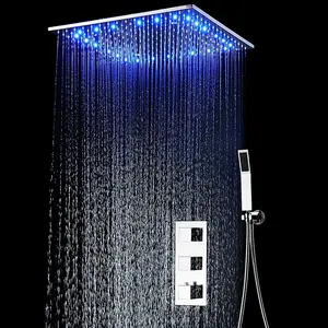Ensemble de douche led de salle de bain 20 pouces hydro power changement de couleur ensemble de douche pluie ensemble de douche brumeuse