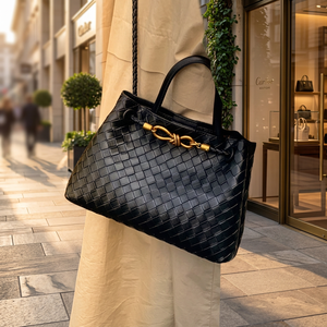 Vintage Lady Woven Bag Large Capacity Tote & Crossbody Design Summer Fashion Single Strap Diamond Grid Pattern - Product Image 2
