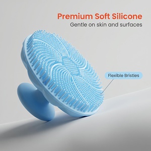 Anti Slip Handle Silicone Cleaning <b>Brush</b> Soft Flexible <b>Bristles</b> Multi Use Facial Cleansing & Bathroom Gap Scrub <b>Brush</b> - Product Image 6