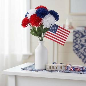 LINDOJUNI Ramo Decorativo Patriótico de Flores Artificiales Rojas, Blancas y Azules para el Día de la Independencia, Decoración de Mesa - Product Image 3