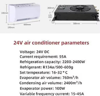 Climatiseur silencieux TELCOOL 24V DC à installation dissimulée en bas pour camions, fourgons, camping-cars, remorques, véhicules de construction