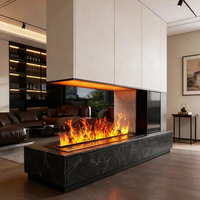 Cheminée 3D intégrée ultra-mince à flamme simulée, humidificateur, pour fond TV, personnalisable, avec fonction de surchauffe en anglais