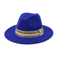 Chapeau Canotier en Feutre de Laine avec Bande Tissée Unie, Style Fedora Décontracté Unisexe, Imprimé par Sublimation, Utilisation Toutes Saisons