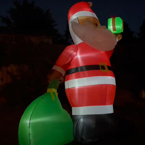 Décoration gonflable géante de Père Noël à visage noir de 12 pieds, 16 pieds, 18 pieds avec sac cadeau complet - Product Image 4