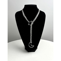 Nouveau Collier Transfrontalier Lune Dorée et XINGX, Style Punk Gothique, Réglable, avec Chaîne Cubaine et Pendentif en Y