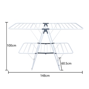 Séchoir à <span class=keywords><strong>linge</strong></span> double couche avec ailes, pliable et portable pour la maison, support de séchage en métal résistant à la rouille - Product Image 6