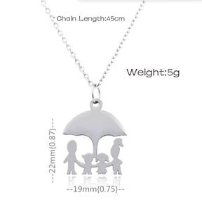Nuova Tendenza Collana in Acciaio Inossidabile a Forma di Ombrello <span class=keywords><strong>Serie</strong></span> Famiglia di Quattro Catena per Clavicola da Donna Regalo per la Festa della Mamma e del Papà - Product Image 5