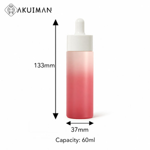 Wholesale Empty Pink 60ml Dropper Cap Custom Logo Factory Gradient Glass Essential <b>Oil</b> <b>Bottle</b> and Packaging - Product Image 5
