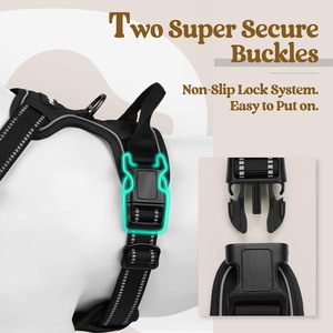 Arnés para perro sin tirones con 2 clips de correa reflectante Oxford sin estrangulamiento chaleco para mascotas ajustable suave acolchado arnés para mascotas - Product Image 3