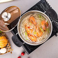 Casseroles veloutées en acier inoxydable, 6 Pots à soupe à Induction robustes avec couvercle en verre et casseroles à fond triple couche