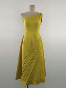 فستان سهرة بكتف واحد أصفر عالي الجودة للنساء فستان أنيق ضيق لوصيفة العروس طويل وأنيق - Product Image 5