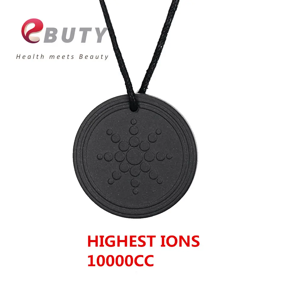 10000cc Ion Energy Round shungite ciondolo accessorio per gioielli in pietra naturale Logo personalizzato scalare Quantum Bio nano lava pendenti