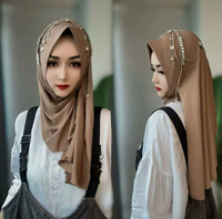 Nuosha OEM 2025 Nouveau Hijab à la Mode Musulman du Moyen-Orient Malaisien avec Chaîne et Nœud Floral CE pour Usage Quotidien