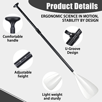 Pagaie 2-en-1 réglable pour SUP et kayak, pagaie hybride légère en 2 parties, lame simple et double, télescopique 67"-83"