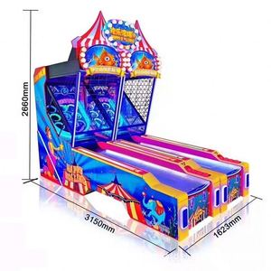 Machine de jeu d'arcade à monnayeur pour enfants et parents, avec boîte en bois et acrylique, jeu de boules à roulettes fou et double bowling - Product Image 1