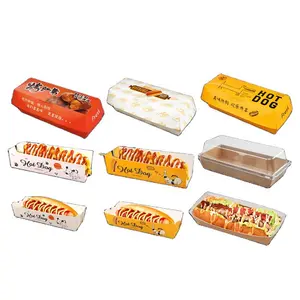 Hot Dog Box Einweg Rechteckige Kraft Box herausnehmen Käses tab Behälter Anpassen Lebensmittel verpackung Box Kraft papier 1000 Stk