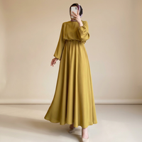 Vêtements Musulmans Arabes Printemps Nouvelle Mode Robe Ample à Manches Longues à Grand Volant Coupe Évasée Jupe Abaya Élégante