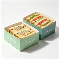 Boîte en carton biodégradable de qualité alimentaire avec logo personnalisé, réutilisable, faite à la main, pour sandwichs, collations, hamburgers
