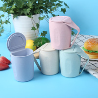Mug à thé créatif en paille de blé avec couvercle rabattable, écologique et réutilisable, pour la maison et le bureau