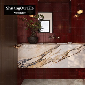 Carrelage mosaïque en céramique rouge <span class=keywords><strong>Cora</strong></span>, salle de bain, douche, mur, café-bar, restaurant, centre commercial, dosseret, carreaux en porcelaine - Product Image 3