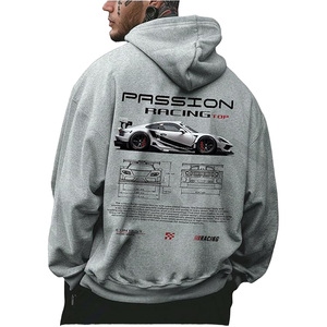 Sweat à capuche à cordon de serrage en molleton à impression numérique vintage pour homme, marque privée, personnalisé, manches longues, thermique, hiver - Product Image 4