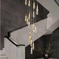 OEM/ODM Villa Hôtel Intérieur Grand Lustre Goutte De Pluie Cristal Lampadaire Moderne De Luxe Escalier En Spirale Lustre