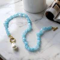 Collier Bohème Perles Bleues et Pendentif Perle Baroque pour Femme – Style Quotidien et Vacances – Idée Cadeau Bijou
