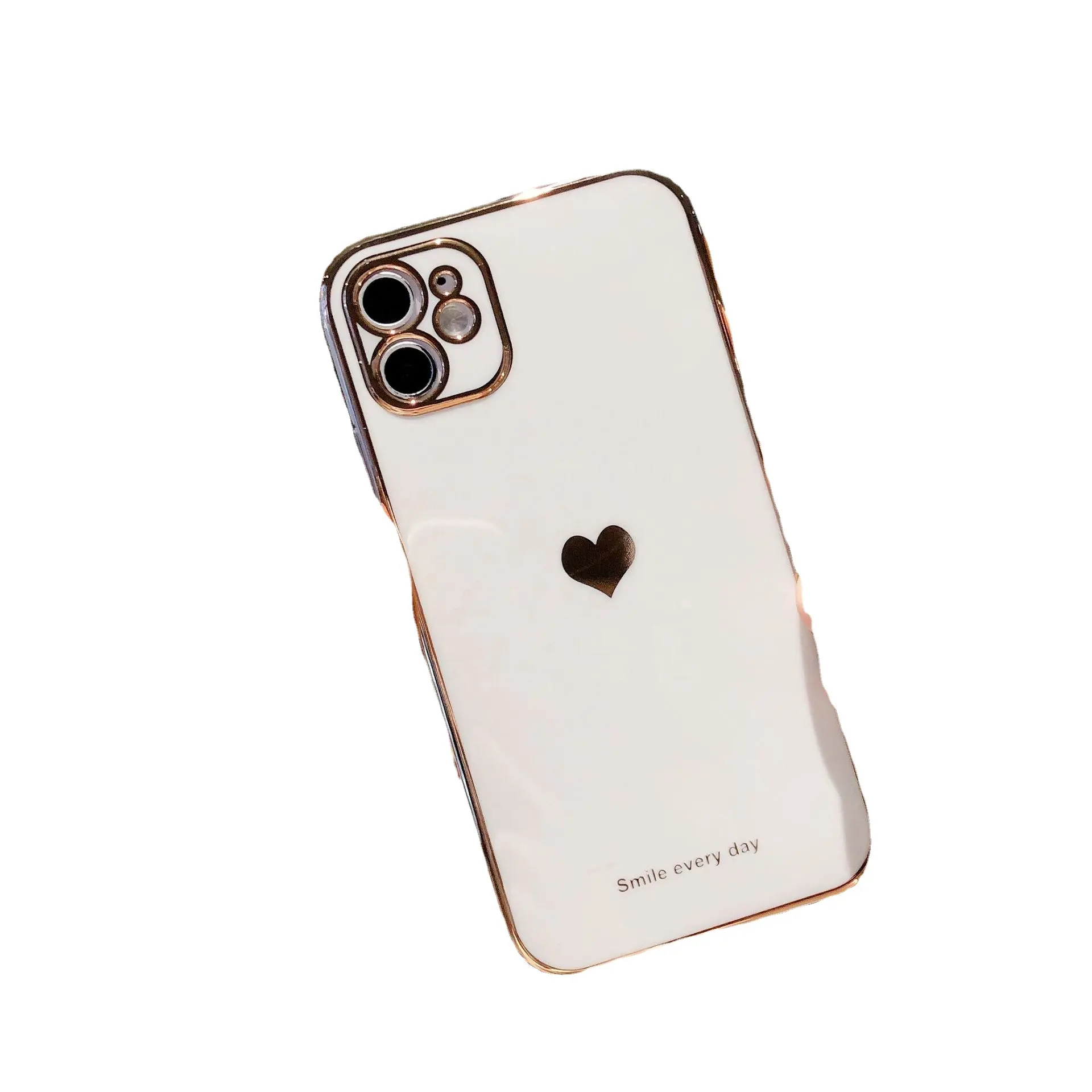 For iPhone 12 TPU Shell with Cute Love Heart Design for Women Girls Teen Shockproof Slim Fit Soft Cover Protective Phone Case