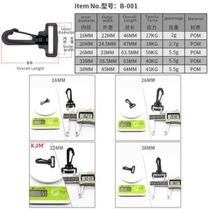 Rotating Hook For <b>Camera</b> <b>Bags</b> B-001 16MM 20MM 26MM 32MM 38MM Plastic With Webbing POM Material - Product Image 1