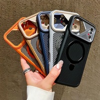 Coque de téléphone Senyork en fibre de carbone magnétique avec support caméra 360° pour iPhone 17 Air 16 Pro Max 15 14 13, coque arrière antidérapante