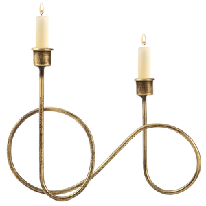 Soporte de vela de metal dorado con acabado brillante en forma antigua de tamaños personalizados 3-portavelas con dimensiones de 10,25x4,25x8,75 - Product Image 1