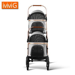 M302T aluminium lipat 4 roda Jogging Travel Stroller besar ganda anjing atau kucing pembawa hewan peliharaan - Product Image 5