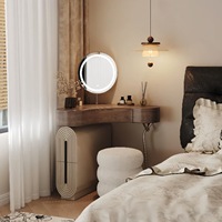 Nouvelle coiffeuse d'angle contemporaine 2025, petite armoire de rangement triangulaire pour chambre à coucher, bureau de maquillage en bois, écologique et durable