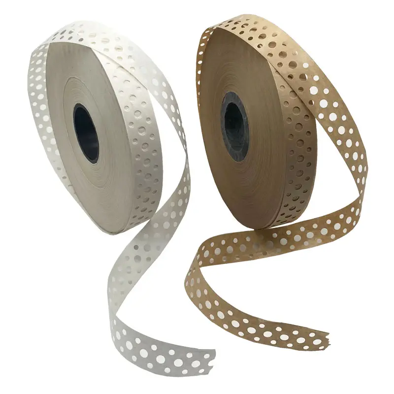 Craft perforated veneer tape brown color adhesive with 3 holes kraft paper tape