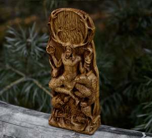 Sculpture en bois artisanale de Cernunnos, statue de Cernun, figurines, dieu cornu, dieu celtique, statue d'autel, dieu païen, dieu wiccan, druide - Product Image 5