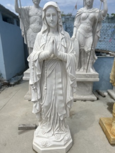 Statua Religiosa in Pietra Europea Personalizzata, Vergine Maria in Marmo Bianco per Giardino, Chiesa, Villa - Product Image 2