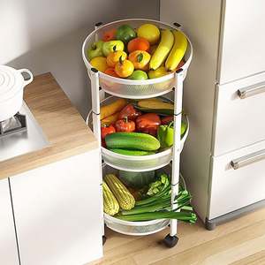 Égouttoir pliable, panier à légumes rotatif, armoire de rangement pour supermarché, étagère de cuisine rotative, chariot à plusieurs niveaux - Product Image 5