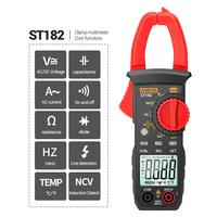 ST182 meteran jepit arus AC, Multimeter DC/AC voltase Ammeter penguji voltase Amp Hz kapasitansi NCV Ohm Tester