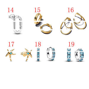 Pendientes de Aro Finos de Plata 925 con Cuentas Dispersas y Estrella de Mar de Circonita, Diseño de Dibujos Animados para Mujer - Product Image 4